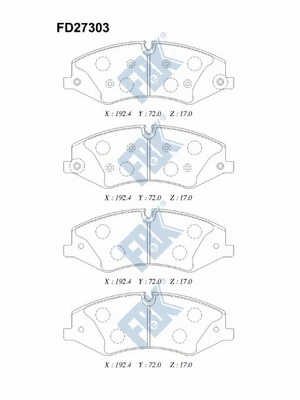 Kit de plaquettes de frein, frein à disque FBK FD27303