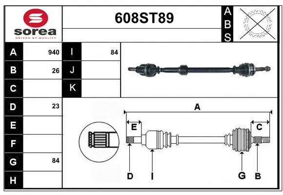 Arbre de transmission STARTCAR 608ST89
