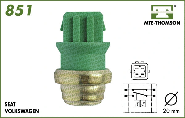 Interrupteur de température, ventilateur de radiateur MTE-THOMSON 851