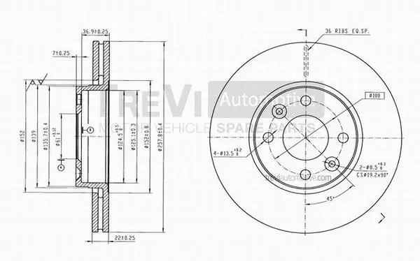 Disque de frein TREVI AUTOMOTIVE BD1165