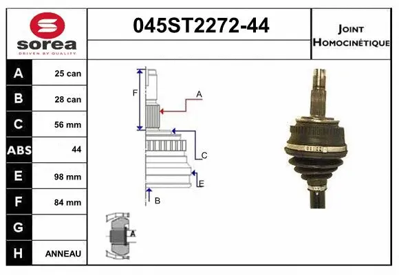Jeu de joints, arbre de transmission STARTCAR 045ST2272-44
