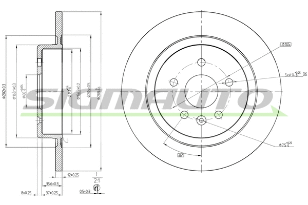 Disque de frein SIGMAUTO DBC425S
