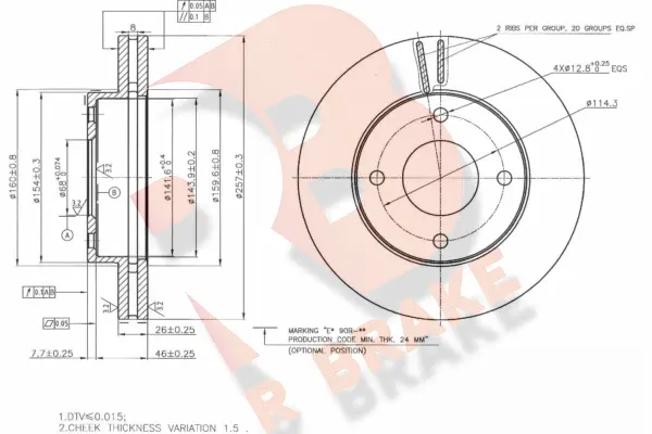 Disque de frein R BRAKE 78RBD22938