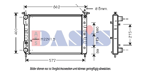 Radiateur, refroidissement du moteur AKS DASIS 081570N