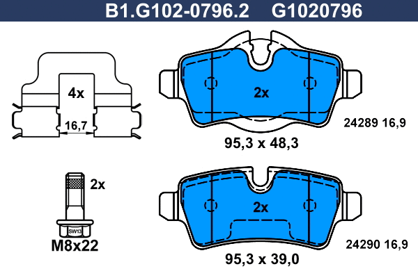 Kit de plaquettes de frein, frein à disque GALFER B1.G102-0796.2