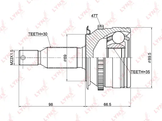 Jeu de joints, arbre de transmission LYNXAUTO CO-3774A