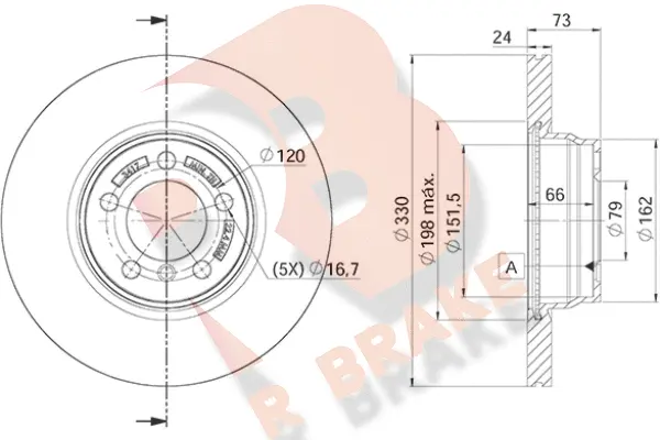 Disque de frein R BRAKE 78RBD23417