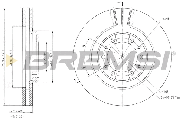 Disque de frein BREMSI CD6974V