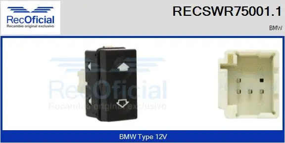 Interrupteur, lève-vitre RECOFICIAL RECSWR75001.1