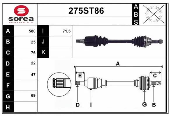 Arbre de transmission STARTCAR 275ST86