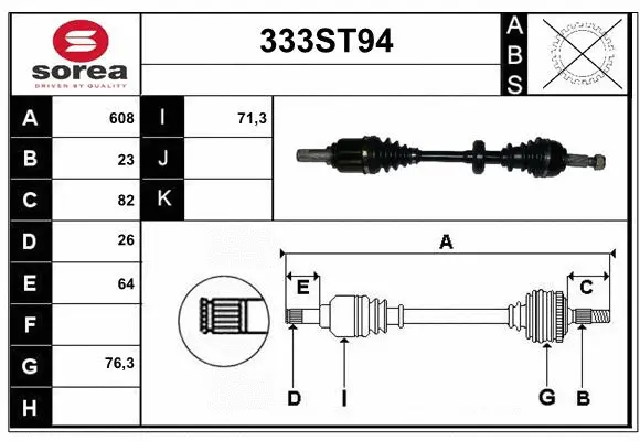 Arbre de transmission STARTCAR 333ST94