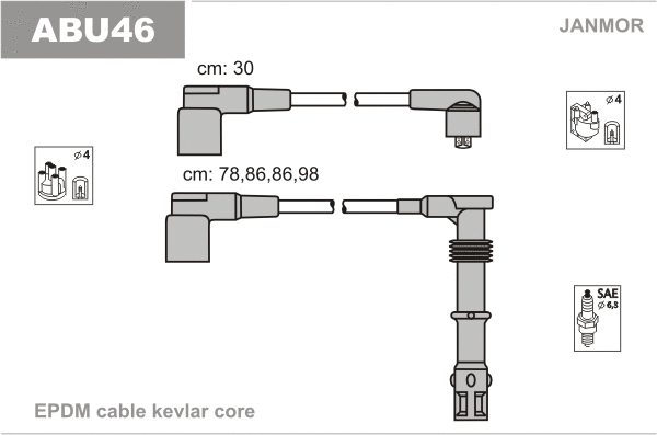 Kit de câbles d'allumage JANMOR ABU46