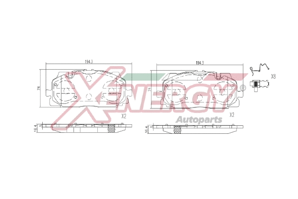 Kit de plaquettes de frein, frein à disque AP XENERGY X41401