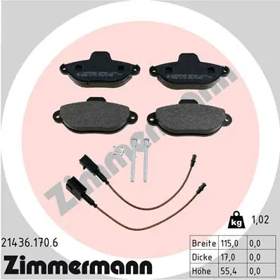 Kit de plaquettes de frein, frein à disque ZIMMERMANN 21436.170.6