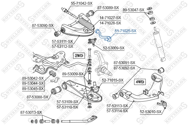 Rotule de barre de connexion STELLOX 51-71025-SX
