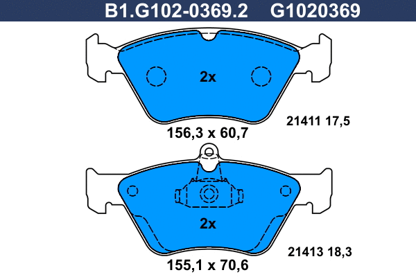 Kit de plaquettes de frein, frein à disque GALFER B1.G102-0369.2