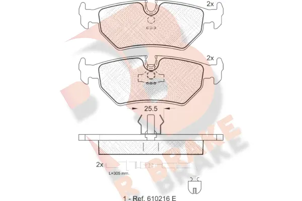 Kit de plaquettes de frein, frein à disque R BRAKE RB1087