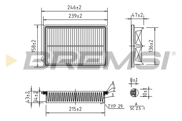 Filtre à air BREMSI FA1053
