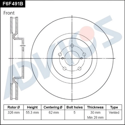 Disque de frein ADVICS F6F491B