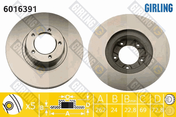 Disque de frein GIRLING 6016391