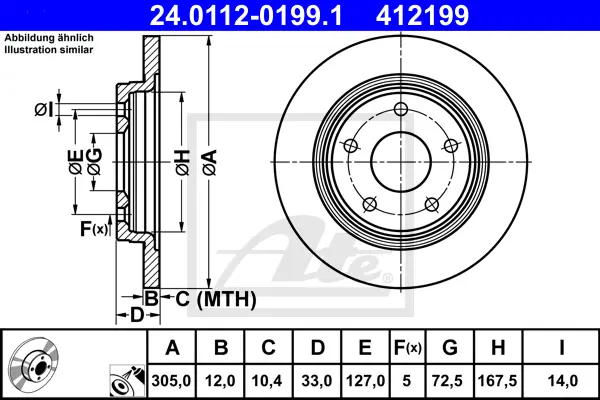 Disque de frein ATE-APAC 24.0112-0199.1