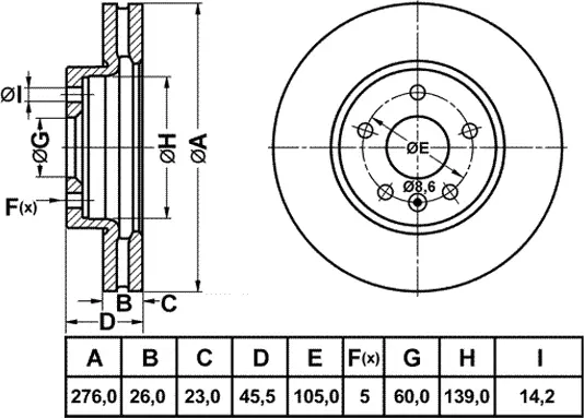 Disque de frein FIT FR0734V