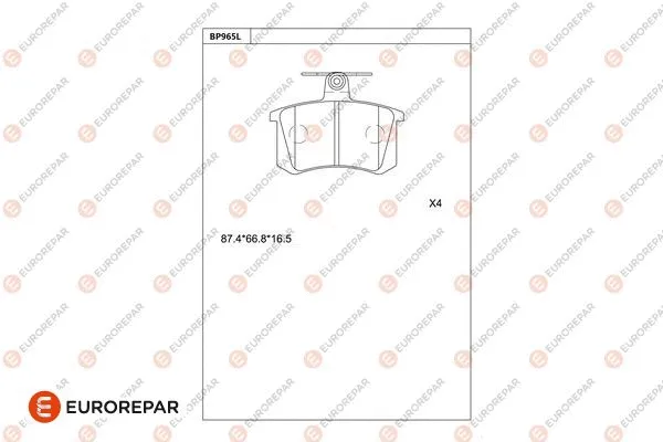 Kit de plaquettes de frein, frein à disque EUROREPAR 1681235180