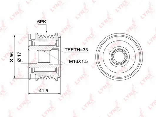 Poulie roue libre, alternateur LYNXAUTO PA-1001