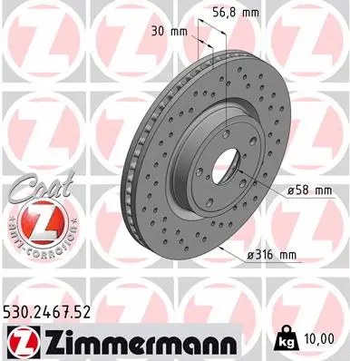 Disque de frein ZIMMERMANN 530.2467.52
