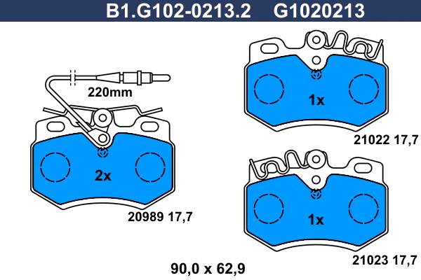 Kit de plaquettes de frein, frein à disque GALFER B1.G102-0213.2