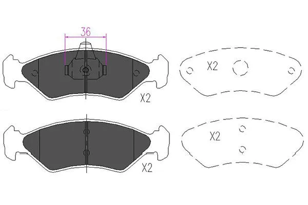 Kit de plaquettes de frein, frein à disque KAVO PARTS KBP-4533