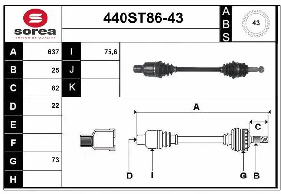 Arbre de transmission STARTCAR 440ST86-43