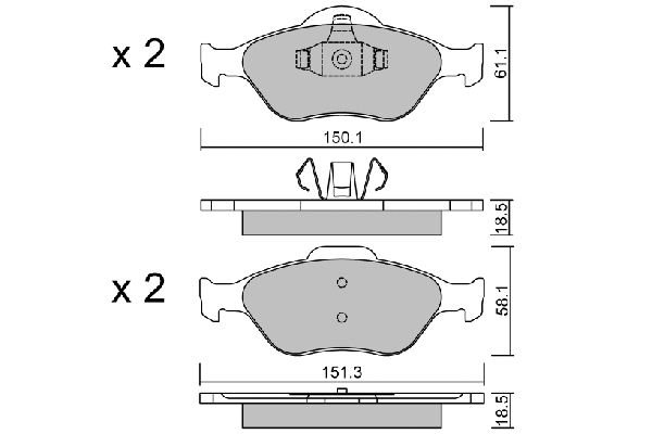 Kit de plaquettes de frein, frein à disque AISIN BPFO-1008