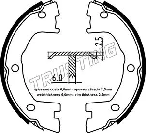 Jeu de mâchoires de frein, frein de stationnement TRUSTING 034.120