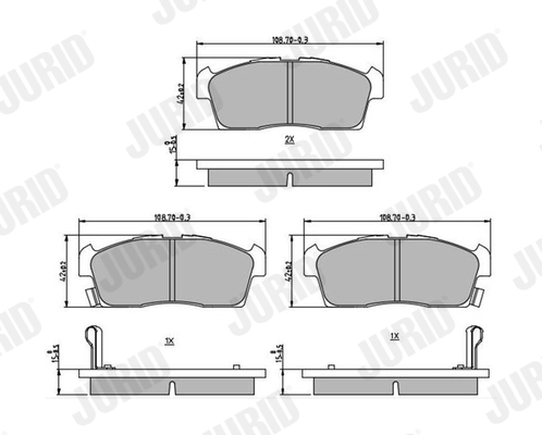 Kit de plaquettes de frein, frein à disque JURID 572611J