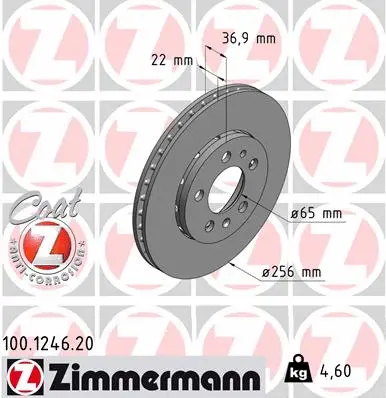 Disque de frein ZIMMERMANN 100.1246.20