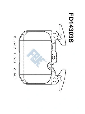 Kit de plaquettes de frein, frein à disque FBK FD14303S
