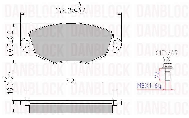 Kit de plaquettes de frein, frein à disque DANBLOCK DB 510371