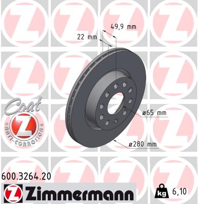 Disque de frein ZIMMERMANN 600.3264.20