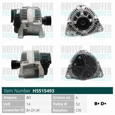 Alternateur HOFFER H5515493