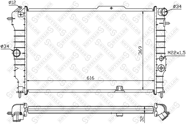 Radiateur, refroidissement du moteur STELLOX 10-25251-SX
