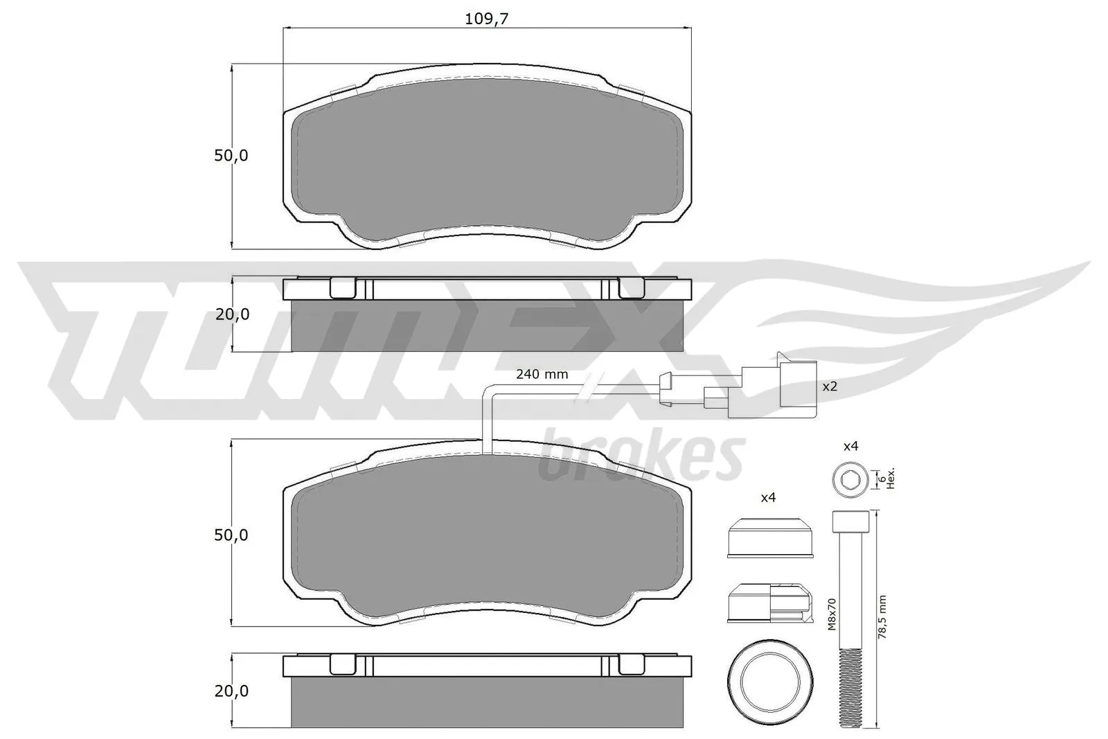 Kit de plaquettes de frein, frein à disque TOMEX Brakes TX 12-461
