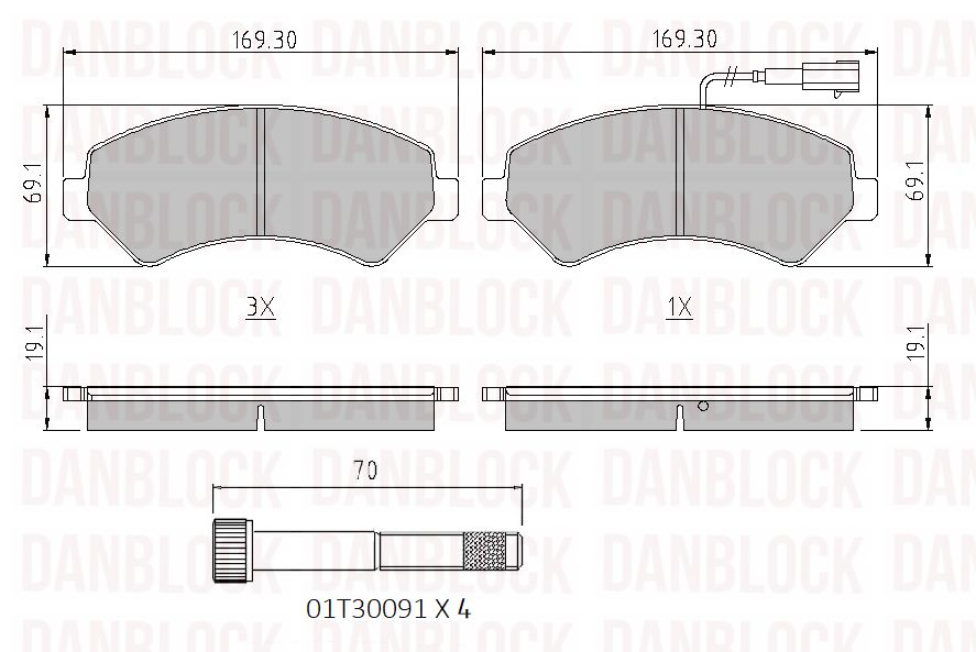 Kit de plaquettes de frein, frein à disque DANBLOCK DB 510516