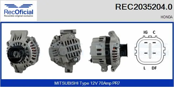 Alternateur RECOFICIAL REC2035204.0