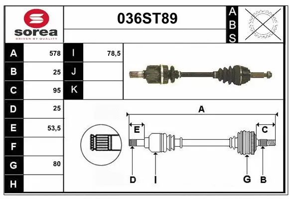 Arbre de transmission STARTCAR 036ST89