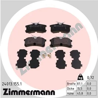 Kit de plaquettes de frein, frein à disque ZIMMERMANN 24013.155.1