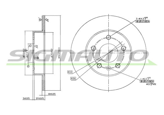 Disque de frein SIGMAUTO DBB044S