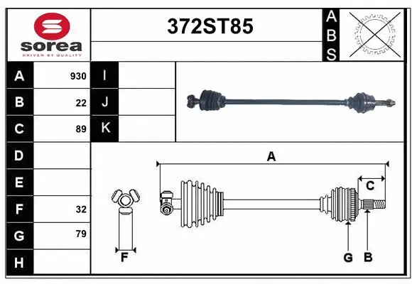 Arbre de transmission STARTCAR 372ST85