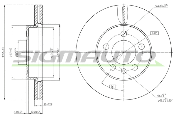 Disque de frein SIGMAUTO DBC663V