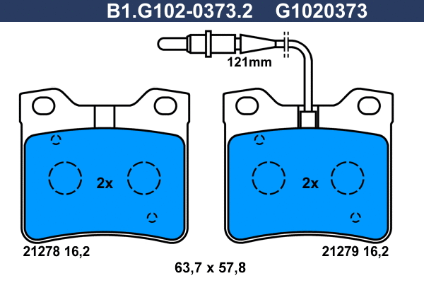 Kit de plaquettes de frein, frein à disque GALFER B1.G102-0373.2